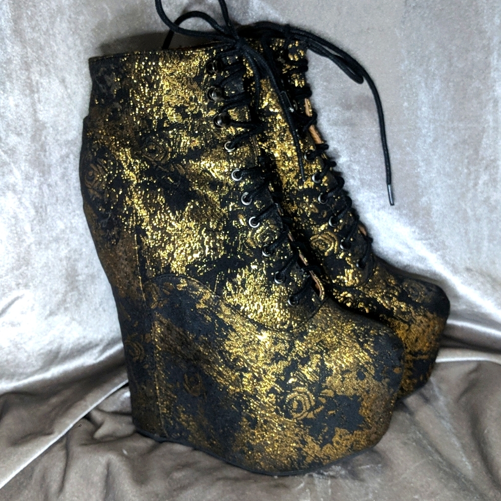 JEFFREY CAMPBELL DAMSEL BLACK GOLD ROSE